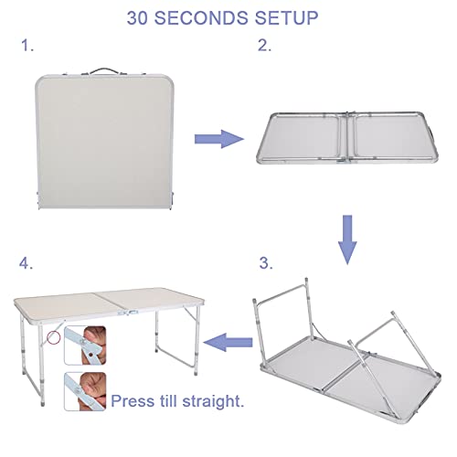 LEIGE 120 X 60 X 70 4Ft Portable Multipurpose Folding Table White