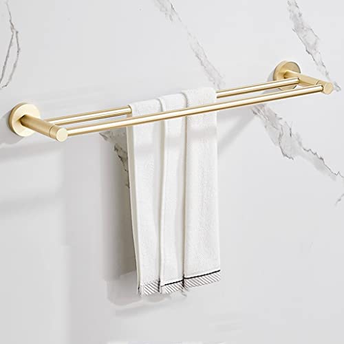 HIGOH Towel Racks, Bathroom Towel Rack Wall Mounted Towel Holder,Brushed Light Bath Towel Rack,All Copper Towel Bar Rail/Double Rod/a