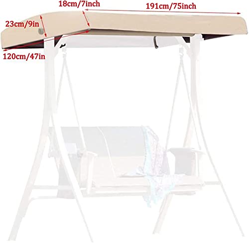 Garden Swing Seat Canopy Replacement, Swing Canopy Cover 3 Seater, Waterproof Swing Chair Top Cover Roof Sun Shade Sun Lounger for Outdoor, UV Re
