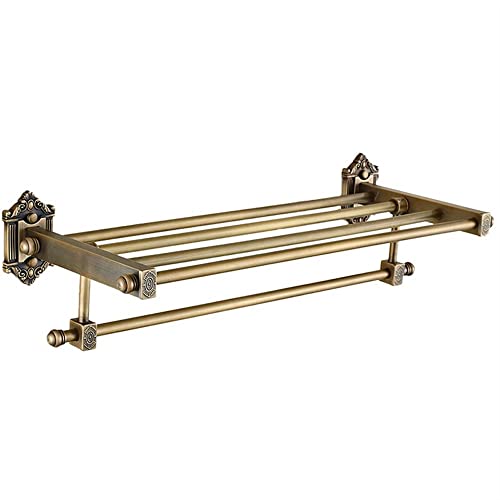HIGOH Towel Racks,Bathroom Towel Rack Wall Mounted Towel Holder,Bathroom Accessories Solid Brass Antique Carved Towel Rack,Towel Holder,Bathroom