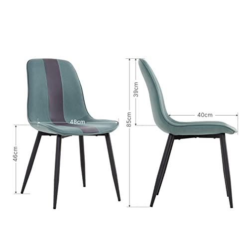 Meerveil Dining Chairs Set of 4, Fabric Upholstered Seat with Metal Legs, Modern Stitching Design for Dining Room Living Room Reception Office, W