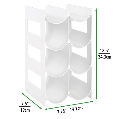 mDesign Wine Rack — Water and Wine Bottle Holder for Worktops, Pantries and Fridges — Wine Storage Rack with 4 Tiers and 8 Slots — White