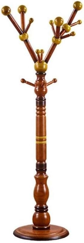 KRHINO Clothes rack and hat rack Coat Rack Simple Coat Stand, Solid Wood Coat Rack Single Pole Coat Hat Stand Storage Rack With Multiple Hooks Su