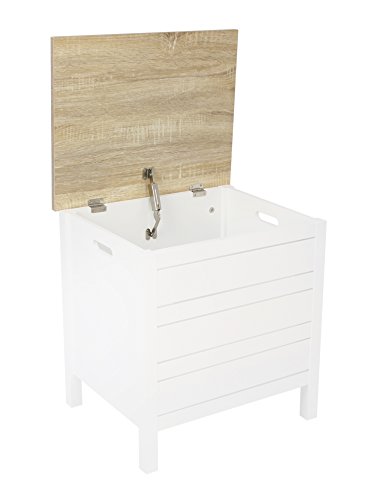 House & Homestyle Hertford Laundry Bin, Washing Basket with Hinged Lid, Home Cabinet Box Storage Solution, Declutter Your Bathroom or Bedroom - W