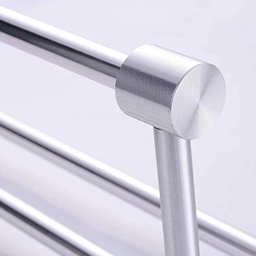 XHALERY 60cm Towel Rack Aluminum,Brushed Bathroom Storage Towel Rails,Wall Mounted 2-Tiers Towel Holder,for Towels Bathrobe Tea Towels