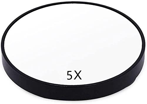 LYPER 5X Magnifying Mirror with 2 Suction Cups, 3 Inches Round Multifunction Magnifying Mirror for Cosmetic, Shaving, Blackhead/Blemish Removal (