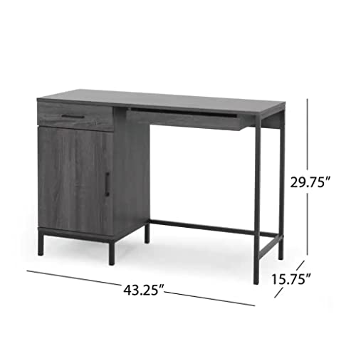 N/A Imitation Wood Computer Desk Dark Grey Black Desk Desk With Locker Drawer Office Furniture Home (Color : A)