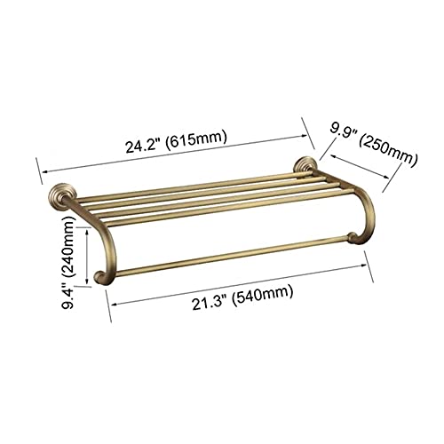 HIGOH Towel Racks,Bathroom Towel Rack Wall Mounted Towel Holder,Wall Mounted Vintage Retro Antique Brass Bathroom Large Towel Rail,Towel Bar Hold