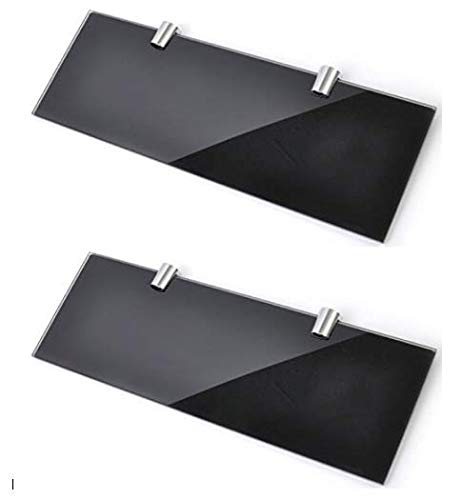 BSM Marketing Set of 2 Black Glass shelves Bathroom Kitchen Bedroom 300mm x 100mm (12" x 4" approx)