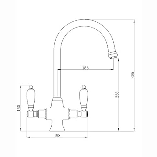 ENKI, Dorchester, KT059, Antique Oil Rubbed Bronze Dual Flow Kitchen Sink Mixer Tap for Basin, Twin White Levers Swivel Spout Perfect for Double