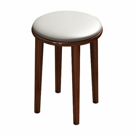 Wood Stools, Set of 1 Round Upholstered Backless Stackable Stool Chairs Seat for Dinning Kitchen Home Garden Living and Classroom