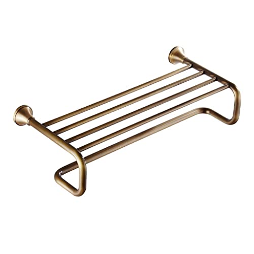 HIGOH Towel Racks,Bathroom Towel Rack Wall Mounted Towel Holder,Bathroom Brass European Antique Retro Bath Towel Rack,Extended Wall Mount Shelf,T