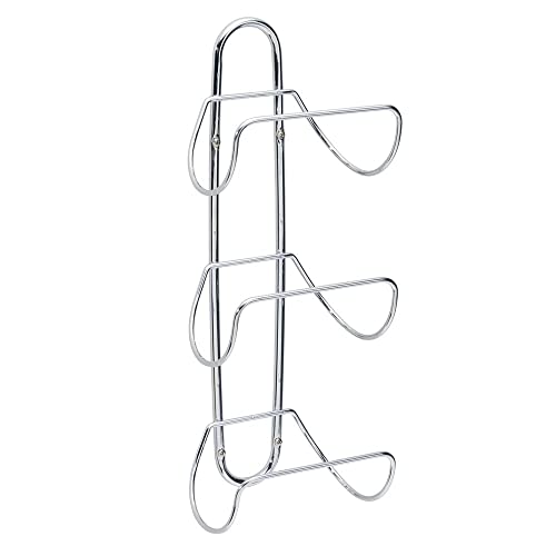 mDesign Wall Mounted Towel Storage Rack - Metal Towel Hanging Rail - Hanging Towel Holder for Bathroom - Silver