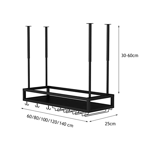 EYLINK Ceiling Hanging Wine Rack, Simple Style Black Iron Stemware Glasses Racks,Upside Down Wine Holder for Bars,restaurants,kitchens Wine Bottl