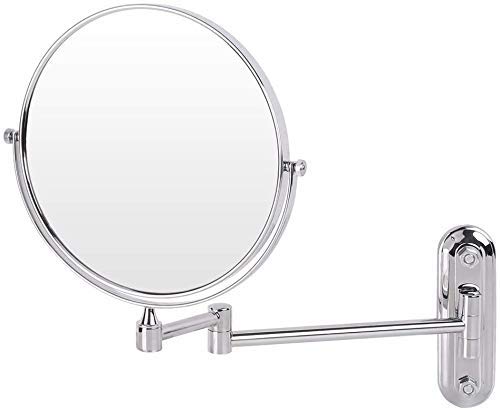 Dproptel 8 Inch Wall Mounted Shaving Mirror Extending Folding Double Side Cosmetic Make up 5xMagnification Bathroom Makeup Mirror