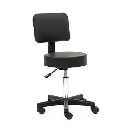 WALNUT Round Shape Plastic Adjustable Salon Stool with Back Bar Stool Lift Stool Swivel Stool Spa Tattoo Massage Salon Furniture