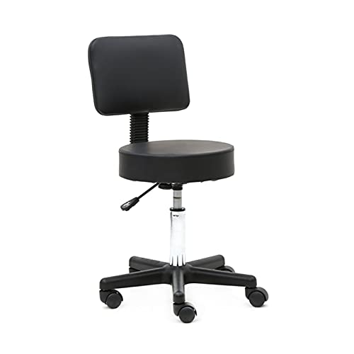 WALNUT Round Shape Plastic Adjustable Salon Stool with Back Bar Stool Lift Stool Swivel Stool Spa Tattoo Massage Salon Furniture