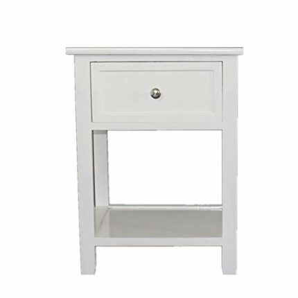 FRDTSG Simple Side Intersection Style Bedside Table Coffee Table with Two-layer Drawer White