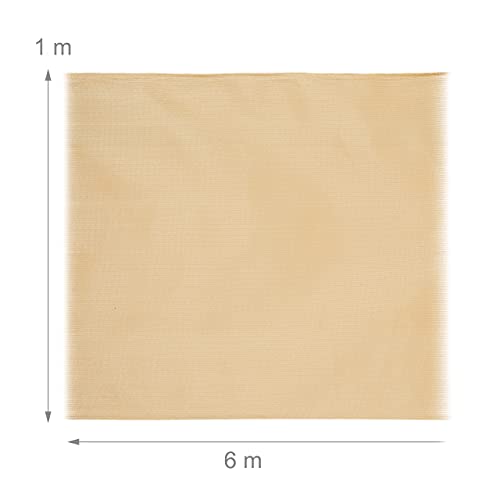 Relaxdays garden screen, privacy fence screening, 1 m high, garden, balcony cover, patio, HDPE, size 1 x 6 m, beige (10039268_1133)