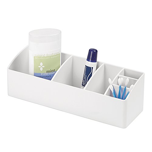 iDesign 42731 Medicine Storage Box for Bathroom and Medicine Cabinet, Small Plastic Bathroom Storage with 6 Compartments, Practical Make Up Organ