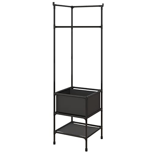 MOYIPIN Coat Rack Freestanding Closet Organizer,Simple Hall Tree with 2 Storage Shelves, Corner Storage Organizer, for Entryway, Bedroom, Black