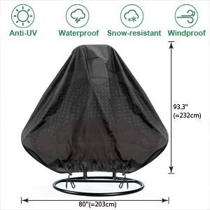 INMUA Egg Chair Cover Waterproof, Patio Hanging Chair Cover Rip Proof 420D Heavy Duty Oxford Fabric Windproof, Anti-UV Rattan Wicker Swing Chair