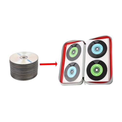 Storage bagCD Holder CD Case Wallet DVD Binder DVD Organizer Storage Bag Hard Plastic 80 Capacity Portable Red