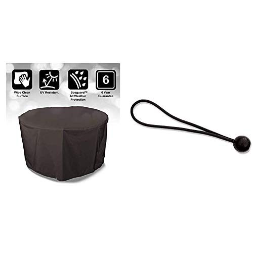 Bosmere Protector 6000 6-8 Seat Circular Patio Set Cover - Grey, U523 & Furniture Cover Bungee Ties, Pack of 10, Black, A510