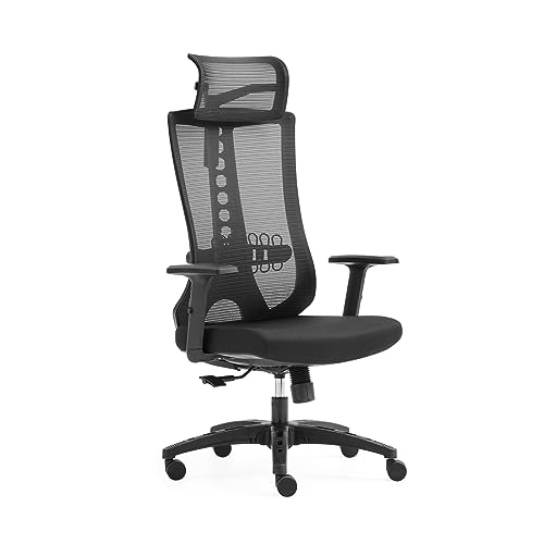 Office Chair with Armrest-Egonomic Highback Office Chair-Meshback Heavy Duty Desk Chair with 3D Adjustable Lumbar Support & Armrest 135° Rocking
