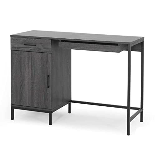 N/A Imitation Wood Computer Desk Dark Grey Black Desk Desk With Locker Drawer Office Furniture Home (Color : A)