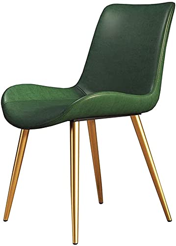 Dining Chair PU Leather Cushion Backrest Table Chair Metal Legs Makeup Chair Office Restaurant Reception Chair Non-slip Foot (Color : Black, Size