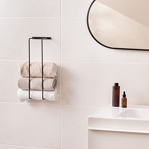 Navaris Black Towel Rail - 42x14x11cm Wall Mounted 2-Rail Towel Rack - Double Rail Towel Drying Rack - Metal Holder for Towels in Bathroom or Kit