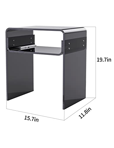 solaround Clear Acrylic End Table 2-Tier Bedside nightstand for Living Room Bedroom Home Decor (Black)