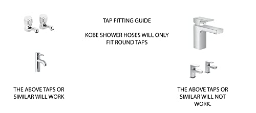 Kobe Professional Double Tap Shower Attachment for Bath/Extra Long Shower Head and Hose Set for Bath Taps - Secure Fit Clamp Included - Perfect P