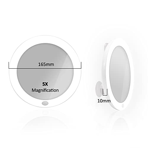 EMKE Led Magnifying Mirror, Compact Mirror with Lights 5X Magnifying Mirror with Suction Cup, Shower Cosmetic Mirror Portable Makeup Mirror for T
