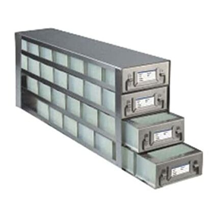 Argos Technologies RDDP74A Upright Freezer Drawer Rack for 96 Deep Well Plate, 4 Drawer, 7 Compartment per Drawer, Capacity 28 Plate, 25" Length,