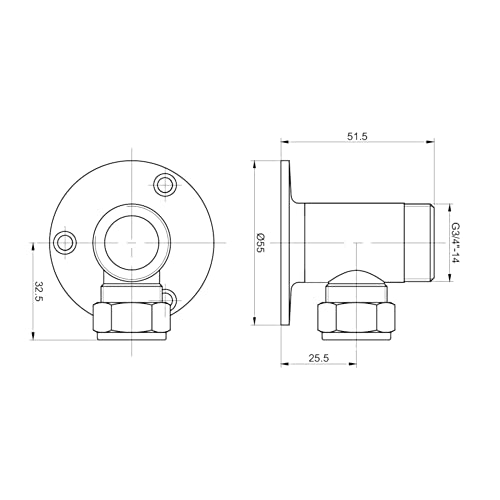 ENKI P10 Backplate Wall Elbows Exposed Pipes Thermostatic Bar Mixer Shower Valve, Shower Fixing Kit, Surface Mounted Pipework Fittings