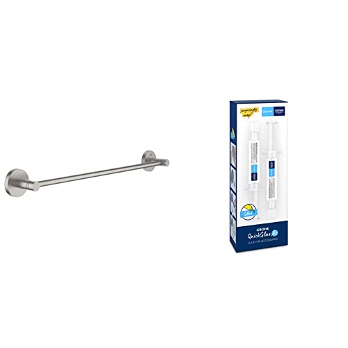 GROHE Start QuickFix Towel Rail (Metal, Concealed Fastening, Including Screws and Dowels, Extra Easy to Fit with GROHE QuickGlue), Size 504 mm, S
