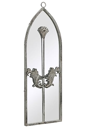 MirrorOutlet The Arcus - Concrete Colour Framed Modern Arched Wall Mirror 24" X 8" (60CM X 20CM) Silver Mirror Glass with Black All weather Backi