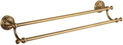 Bathroom Double Towel Rack Towel Bar Antique Copper Towel Hanging Bronze Balcony Bathroom Kitchen Towel Bracket Wall Hanging Tower Hanger/60Cm