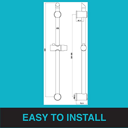 ENKI, S08, Shower Slider Riser Rail, Riser includes Shower Head Holder Bar and Shower Pole for Shower Head, Durable Chrome Finish