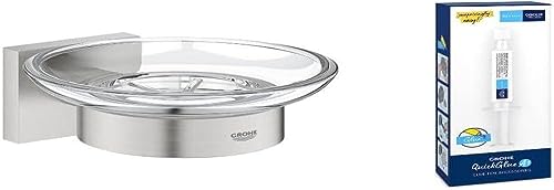 GROHE Start Cube Shower Basket – Bathroom Wall Mounted Shelf (Metal and Plastic, Including Screws and Dowels), Size 200 mm, Extra Easy to fit wit