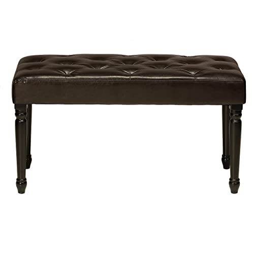 Cortesi Home Franz Tufted Ottoman Piano Bench, Espresso Brown