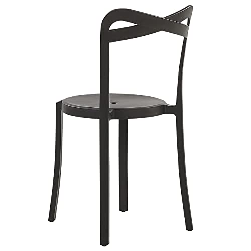 Modern Garden Dining Set Synthetic 4 Stacking Chairs Black Sersale/Camogli