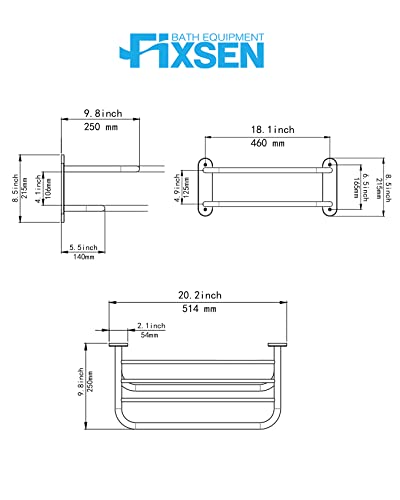 Fixsen 18 Inch Bathroom Towel Rack Towel Bar Towel Shelf Brushed Nickel Stainless Steel and Zinc Alloy Wall Mount 1pc for House Lavatory and Hote