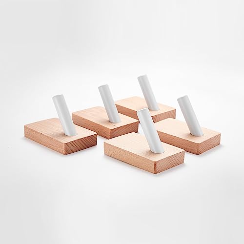 SARIHOSY Wooden and White Coat Hooks Wall Mounted, Wooden Shelves with Hooks, Coat Knobs Wooden White Pegs for Wall, Oak Coat Hooks Wall Mounted