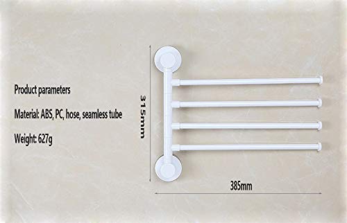 DXIA Swivel Towel Rail, 4-Arm Bathroom Swing Hanger, Bath Rack Wall Mounted Towel Rack Holder, Towel Rack Holder Storage Organizer Space Saving,