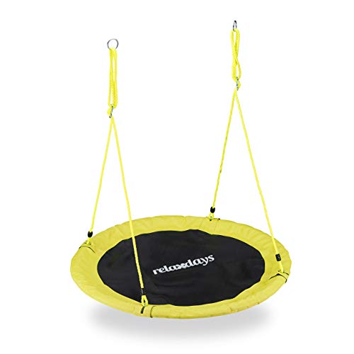 Relaxdays Outdoor Nest Swing for Kids & Adults, 110 cm, for Up To 100 kg, Round Swing, Red