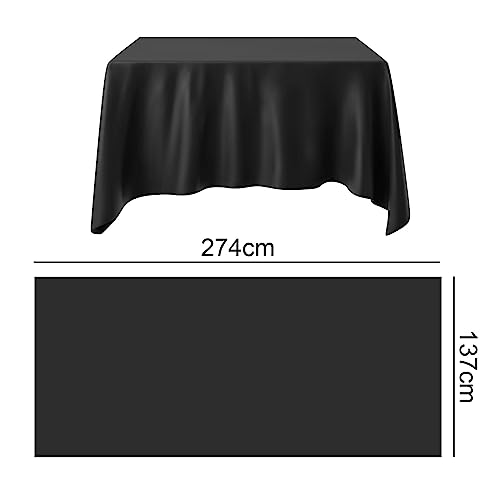 HXMJIED Black Tablecloth Plastic Table Cover (1 Pack) 137 x 274 cm Wipeable Rectangle Table coths for Indoor or Outdoor, Wedding, Birthday Party