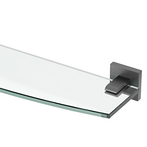 Gatco 4056MX Elevate Bathroom 8mm Tempered Glass Shelf, Matte Black, 20.13"
